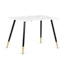 mesa de comedor rectangular de mdf urban meuble 110x70 cm - blanco marmol y negro
