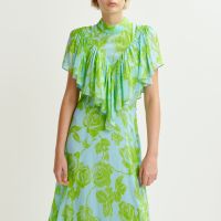 essentiel antwerp honolulu ruffle chiffon midi dress - eu 34uk6