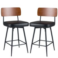costway taburetes giratorios bar modernos acolchados respaldo reposapies metalicos cuero sintetico cocina comedor marronnegro
