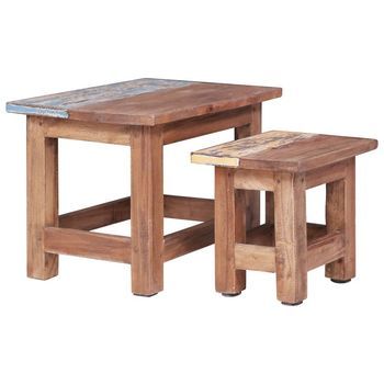 Mesas Apilables 2 Unidades Madera Maciza De Caoba Vidaxl