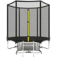 sportnow cama elastica exterior o183 cm trampolin para ninos 6 anos adultos con red de seguridad escalera de 2 peldanos negro