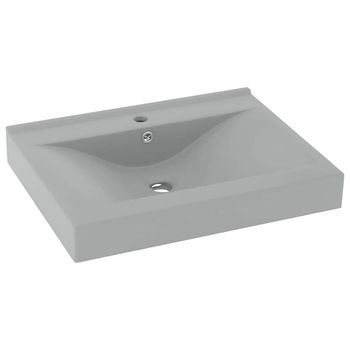 Lavabo De Lujo Con Grifo Cerámica 60x46 Cm Gris Claro Vidaxl