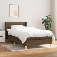 cama individual  cama box spring  cama para adultos con colchon tela marron oscuro 90x200 cm cfw611794
