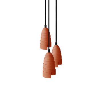 Lámpara de techo triple en hormigón terracotta accesorios negros