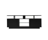 mueble para tv 140 cm - iluminacion led 16 colores panel brillante compartimento de vidrio - negro