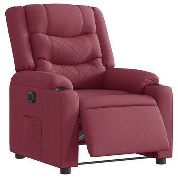 Sillón Reclinable Eléctrico Tela Rojo Tinto Vidaxl