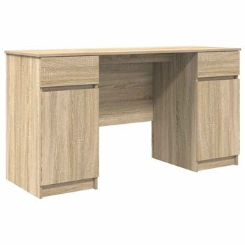 Escritorio Roble Sonoma Madera De Ingeniería 140 X 49 X 76 Cm Vidaxl