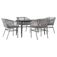 juego comedor jardin 5 pzas cojines ratan sintetico vidrio gris vidaxl