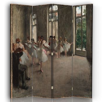 Legendarte - Biombo Ensayo De Ballet - Edgar Degas - Separador De Ambientes Para Interiores Cm. 145x170 (4 Paneles)