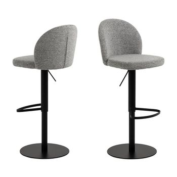 Taburete de bar ajustable de tela y metal h55-80cm - gris