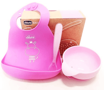 Chicco Set de Comida Silicona Rosa +6m