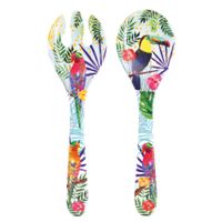 servidores de ensalada de melamina con estampado de tucanes 33 cm