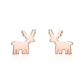 Pendientes reno de plata 925 chapada en oro rosa