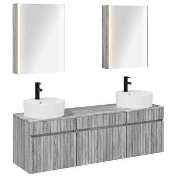 Juego De Muebles De Baño 5 Pcs Sonoma Gris 53 X 15,5 X 70 Cm Vidaxl