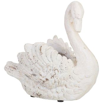 Macetero de cisne de resina blanco 41x22x41 cm