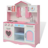 vidaxl cocinita de juguete de madera 82x30x100 cm rosa y blanca