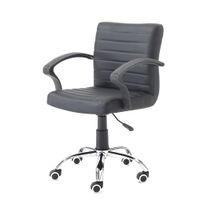 silla oficina negra piel sintetica metal cromado 82-92x57x56