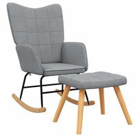 silla mecedora  sillon balancin relax  sillon de salon con reposapies tela gris claro