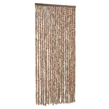 Cortina Antimoscas Chenilla Beige Y Marrón Oscuro 90x220 Cm Vidaxl