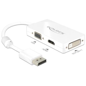 Adaptador DisplayPort a VGA+HDMI+DVI-D DeLOCK 0,16 m Blanco