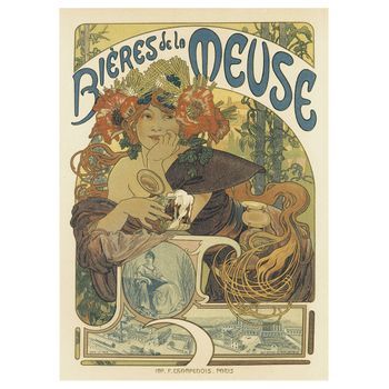 Legendarte - Cartel Artístico Vintage Bières De La Meuse - Cuadro Lienzo, Impresión Digital Cm. 50x70