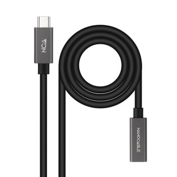 Nanocable Cable Alargador USB-C 4K/60Hz Macho/Hembra 1m Negro