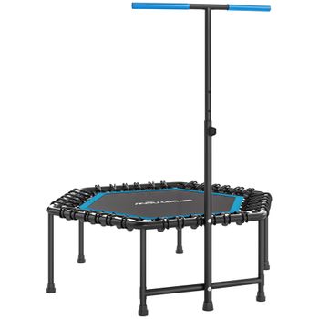 SPORTNOW Trampolín de Fitness 114x114x132 cm con Mango Ajustable de 3 Niveles y Marco de Acero Azul