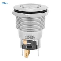 interruptor de boton empujador de acero inoxidable con luz anillo