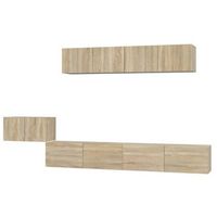 set de muebles para tv  mueble de salon  gabinete de tv 5 pzas madera contrachapada roble sonoma