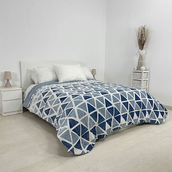 Edredón Acolchado Coralina Sherpa 500 Gr Pirámides 135 Cm Rufino Diaz, Azul
