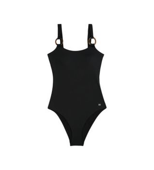Tommy Hilfiger para mujer. UW0UW06480 Bañador con anillas efecto carey negro (S), Beachwear, Nylon