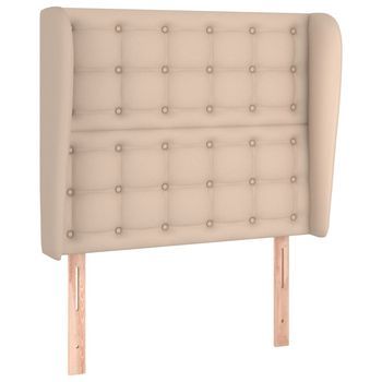 Cabecero，cabecero Cama，panel De Cabecera Con Orejas Cuero Sintético Capuchino 93x23x118/128 Cm