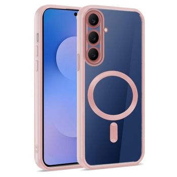 Cool Funda Magnética Transparente con Borde Rosa para Galaxy S25 FE