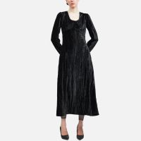 batsheva kavita shirred velvet dress - us 8uk 12