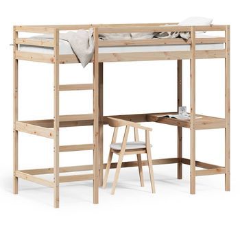 Cama Alta Con Escritorio Madera Maciza De Pino 100x200 Cm Vidaxl