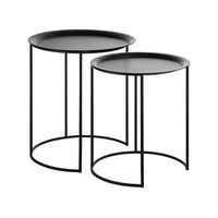conjunto de 2 mesas bandeja redonda de metal negro estilo industrial minimalista twins