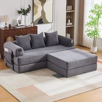 conjunto de canape modular en chenilla con puff bolsillo de almacenamiento lateral 3 cojines comodos estructura metalica estable acolchado grueso gris oscuro