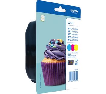 BROTHER LC123RBWBP Cyan, Magenta & Yellow Ink Cartridges - Multipack, Cyan