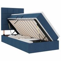 cama con almacenamiento y colchon azul 100 x 200 cm tela vidaxl