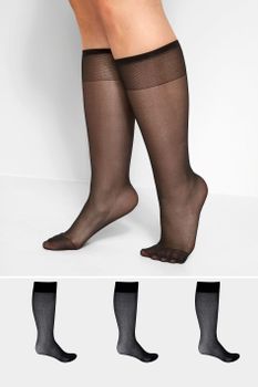 Juego De 3 Pares De Medias De Color Negro Con Refuerzo En Dedos