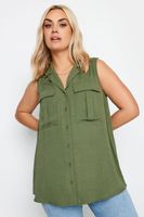 yours camisa utility caqui sin mangas mujer curvy y tallas grandes yours