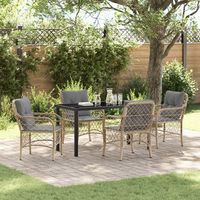 conjunto de comedor jardin de 5 piezas con cojines beige ratan poliester v1549 unico  beige