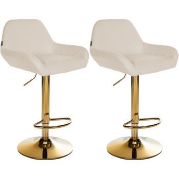 Lote De 2 Taburetes De Bar Braga Gold Tela Crema 52x51x89 Cm Clp