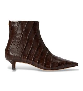 Lauren Ralph Lauren para mujer. 802P18303001 Botines Francesca de piel repujada marrón (38), 3 a 5cm, Cremallera, Casual