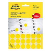 avery zweckform 3377  gomets adhesivos de marcaje redondo 18 mm amarillo  1056 unidades