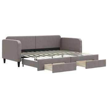 Sofá Cama | Cama Para Adulto | Sofá Convertible Nido Con Cajones Tela Gris Taupe 90x200 Cm