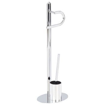 Soporte De Papel Higiénico De Metal Plateado Recubrimiento En Polvo Portarrollos Escobillero Accesorio De Baño Moderno Sarto