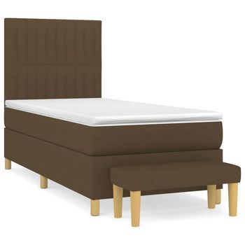 Cama Tapizada 203x83x128 Cm Tejido (100 % Poliéster), Contrachapado Y Madera Tratada - Marrón