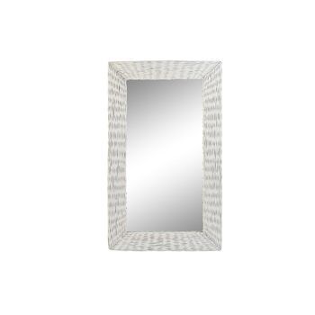 Espejo Mimbre Cristal 87x4x147 Trenzado Blanco