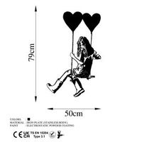 decoracion pared de metal banksy art negro 50x79 cm